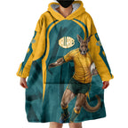 Personalized Wallabies Rugby Wearable Blanket Hoodie Australian Wallaby Kangaroo Team Graphic