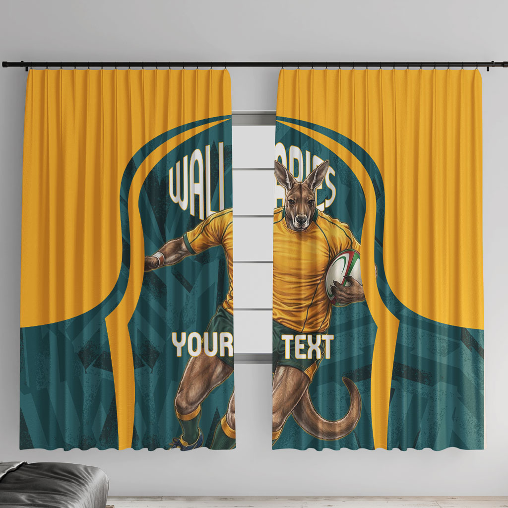 Personalized Wallabies Rugby Window Curtain Australian Wallaby Kangaroo Team Graphic