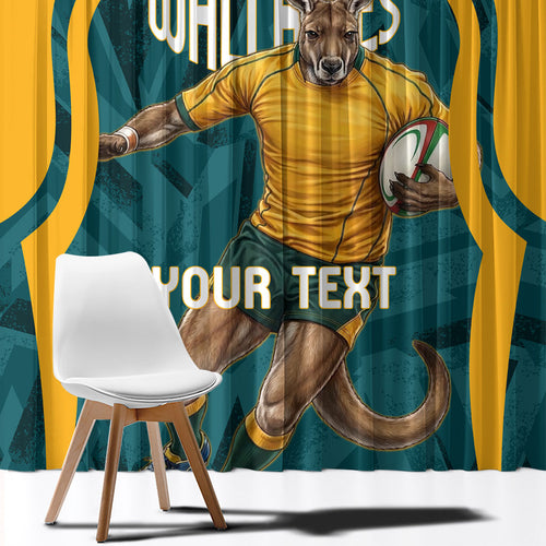 Personalized Wallabies Rugby Window Curtain Australian Wallaby Kangaroo Team Graphic