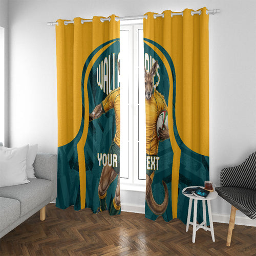 Personalized Wallabies Rugby Window Curtain Australian Wallaby Kangaroo Team Graphic