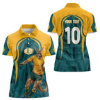 Personalized Wallabies Rugby Women Polo Shirt Australian Wallaby Kangaroo Team Graphic