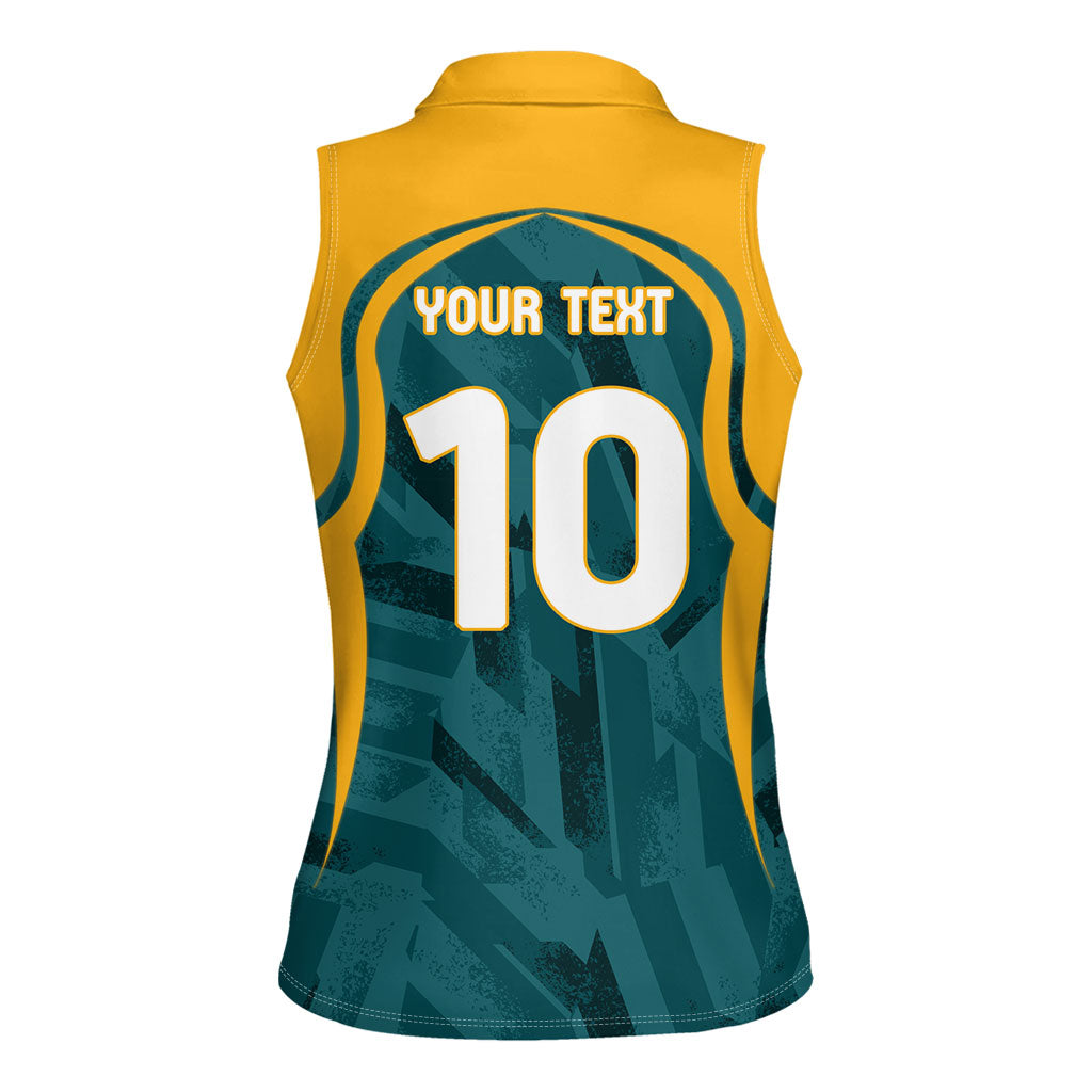 Personalized Wallabies Rugby Women Sleeveless Polo Shirt Australian Wallaby Kangaroo Team Graphic