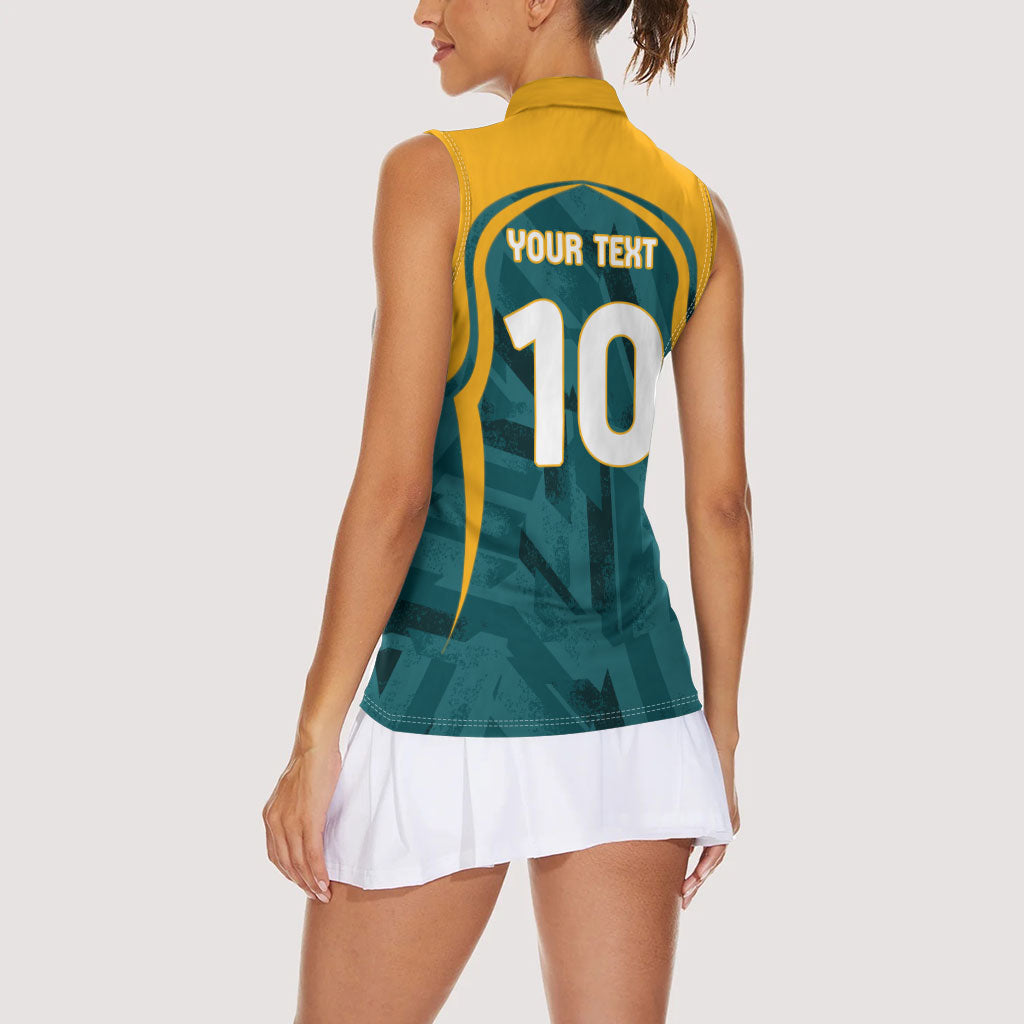 Personalized Wallabies Rugby Women Sleeveless Polo Shirt Australian Wallaby Kangaroo Team Graphic