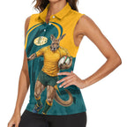 Personalized Wallabies Rugby Women Sleeveless Polo Shirt Australian Wallaby Kangaroo Team Graphic
