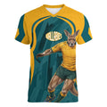 Personalized Wallabies Rugby Women V-Neck T-Shirt Australian Wallaby Kangaroo Team Graphic