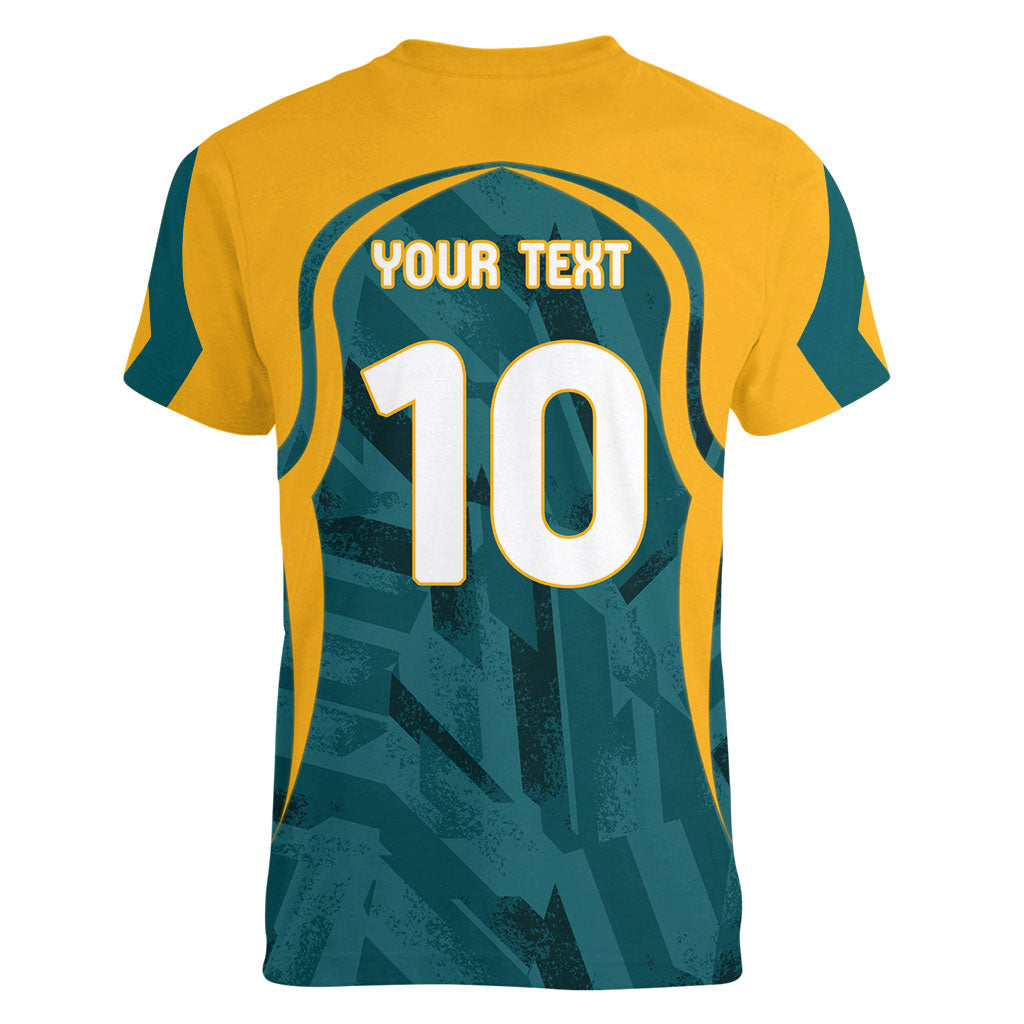 Personalized Wallabies Rugby Women V-Neck T-Shirt Australian Wallaby Kangaroo Team Graphic