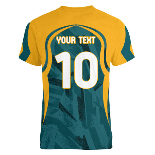 Personalized Wallabies Rugby Women V-Neck T-Shirt Australian Wallaby Kangaroo Team Graphic