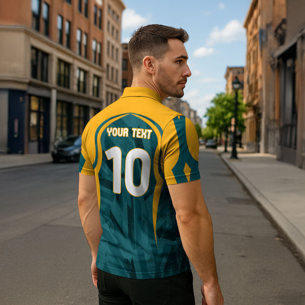 Personalized Wallabies Rugby Zipper Polo Shirt Australian Wallaby Kangaroo Team Graphic