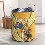 Personalised Australian Rugby Wallabies Laundry Basket Aboriginal Art Kangaroo Player Design