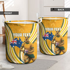 Personalised Australian Rugby Wallabies Laundry Basket Aboriginal Art Kangaroo Player Design