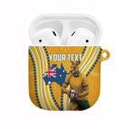 Personalised Australian Rugby Wallabies AirPods Case Aboriginal Art Kangaroo Player Design