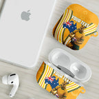 Personalised Australian Rugby Wallabies AirPods Case Aboriginal Art Kangaroo Player Design