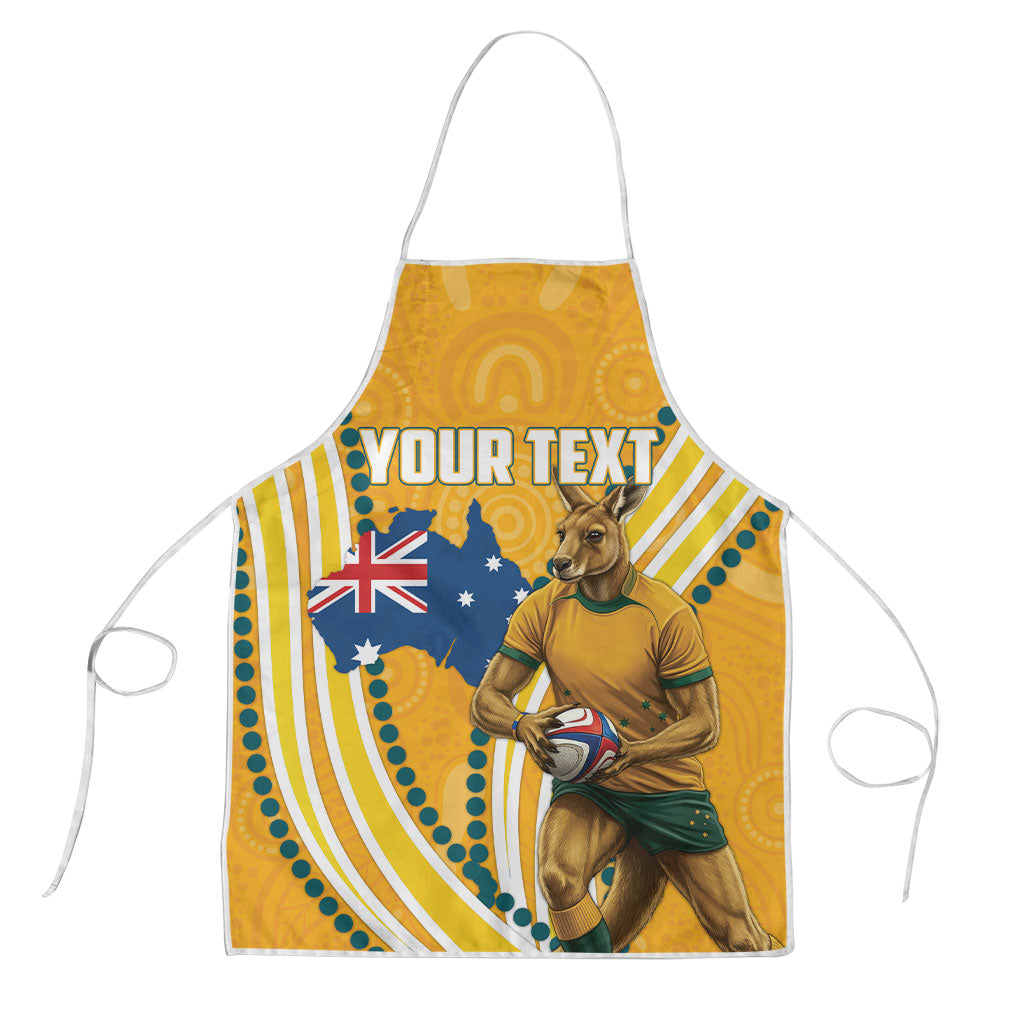Personalised Australian Rugby Wallabies Apron Aboriginal Art Kangaroo Player Design