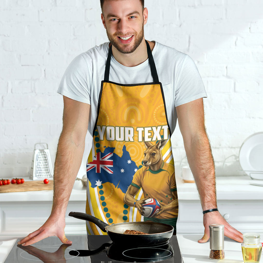 Personalised Australian Rugby Wallabies Apron Aboriginal Art Kangaroo Player Design