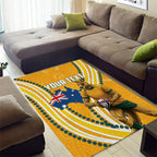 Personalised Australian Rugby Wallabies Area Rug Aboriginal Art Kangaroo Player Design