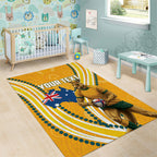 Personalised Australian Rugby Wallabies Area Rug Aboriginal Art Kangaroo Player Design