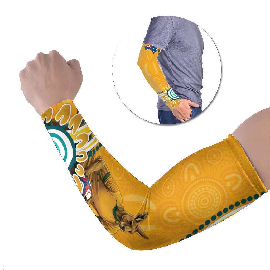 Personalised Australian Rugby Wallabies Arm Sleeves Aboriginal Art Kangaroo Player Design