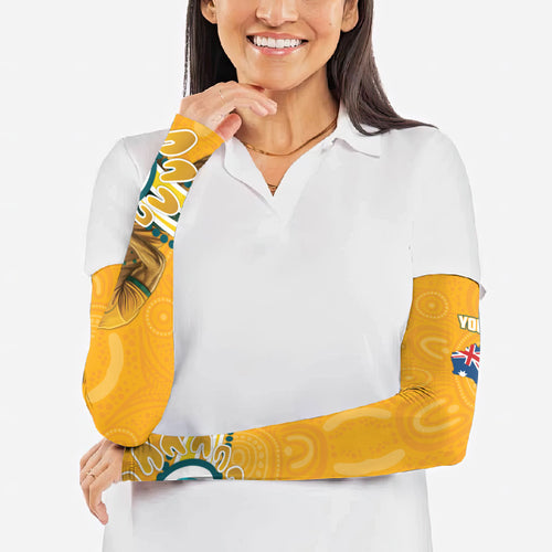 Personalised Australian Rugby Wallabies Arm Sleeves Aboriginal Art Kangaroo Player Design