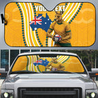 Personalised Australian Rugby Wallabies Auto Sun Shade Aboriginal Art Kangaroo Player Design