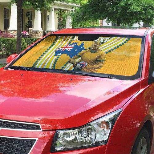 Personalised Australian Rugby Wallabies Auto Sun Shade Aboriginal Art Kangaroo Player Design