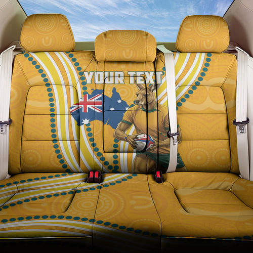 Personalised Australian Rugby Wallabies Back Car Seat Cover Aboriginal Art Kangaroo Player Design