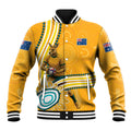 Personalised Australian Rugby Wallabies Baseball Jacket Aboriginal Art Kangaroo Player Design
