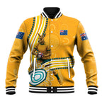 Personalised Australian Rugby Wallabies Baseball Jacket Aboriginal Art Kangaroo Player Design