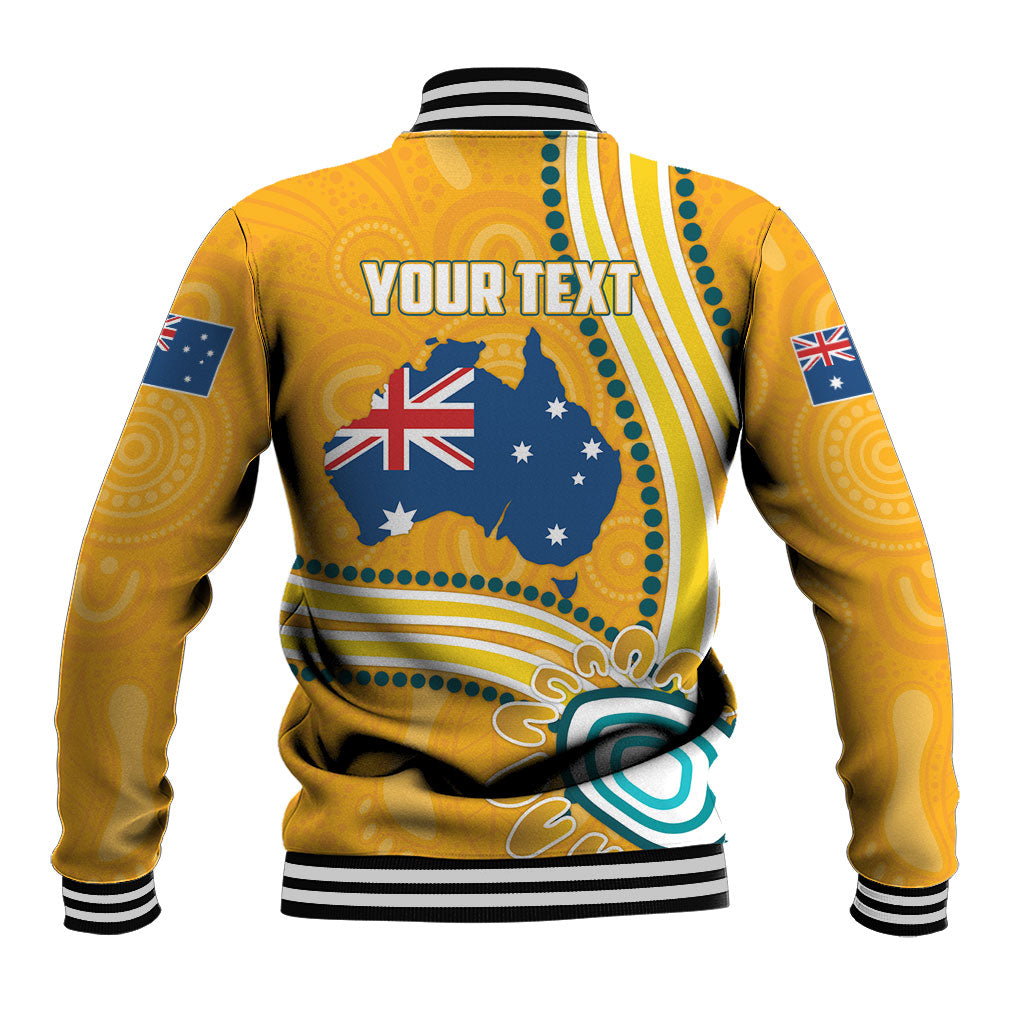 Personalised Australian Rugby Wallabies Baseball Jacket Aboriginal Art Kangaroo Player Design