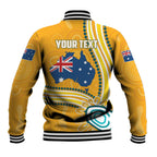 Personalised Australian Rugby Wallabies Baseball Jacket Aboriginal Art Kangaroo Player Design