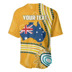 Personalised Australian Rugby Wallabies Baseball Jersey Aboriginal Art Kangaroo Player Design