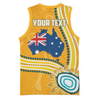 Personalised Australian Rugby Wallabies Basketball Jersey Aboriginal Art Kangaroo Player Design