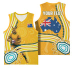 Personalised Australian Rugby Wallabies Basketball Jersey Aboriginal Art Kangaroo Player Design