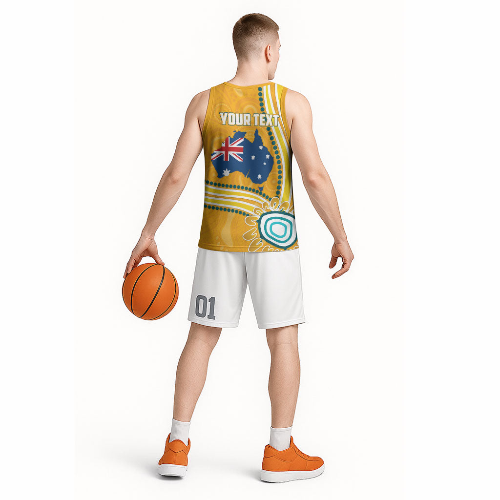 Personalised Australian Rugby Wallabies Basketball Jersey Aboriginal Art Kangaroo Player Design