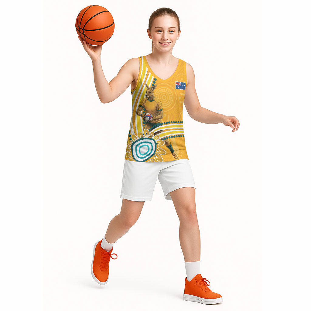 Personalised Australian Rugby Wallabies Basketball Jersey Aboriginal Art Kangaroo Player Design