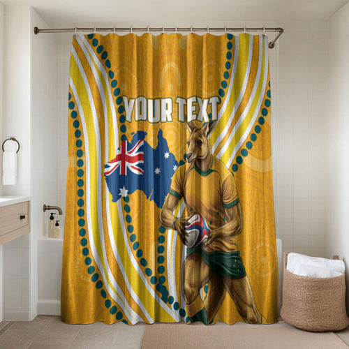 Personalised Australian Rugby Wallabies Bathroom Set Aboriginal Art Kangaroo Player Design