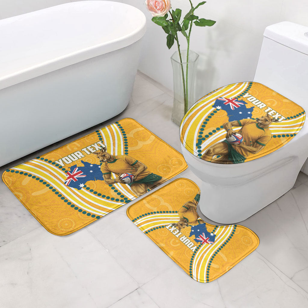 Personalised Australian Rugby Wallabies Bathroom Set Aboriginal Art Kangaroo Player Design