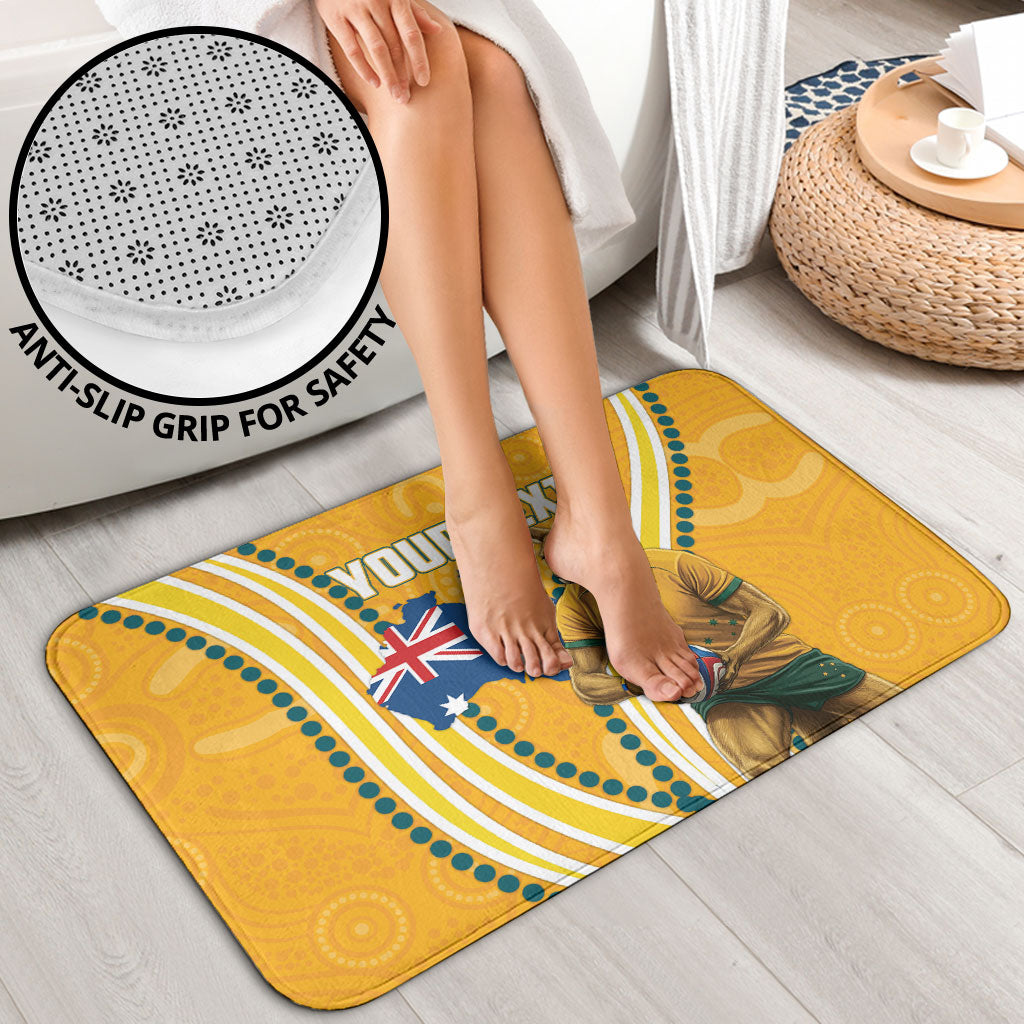 Personalised Australian Rugby Wallabies Bathroom Set Aboriginal Art Kangaroo Player Design
