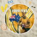Personalised Australian Rugby Wallabies Beach Blanket Aboriginal Art Kangaroo Player Design