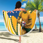 Personalised Australian Rugby Wallabies Beach Blanket Aboriginal Art Kangaroo Player Design