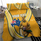 Personalised Australian Rugby Wallabies Bedding Set Aboriginal Art Kangaroo Player Design