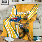 Personalised Australian Rugby Wallabies Blanket Aboriginal Art Kangaroo Player Design