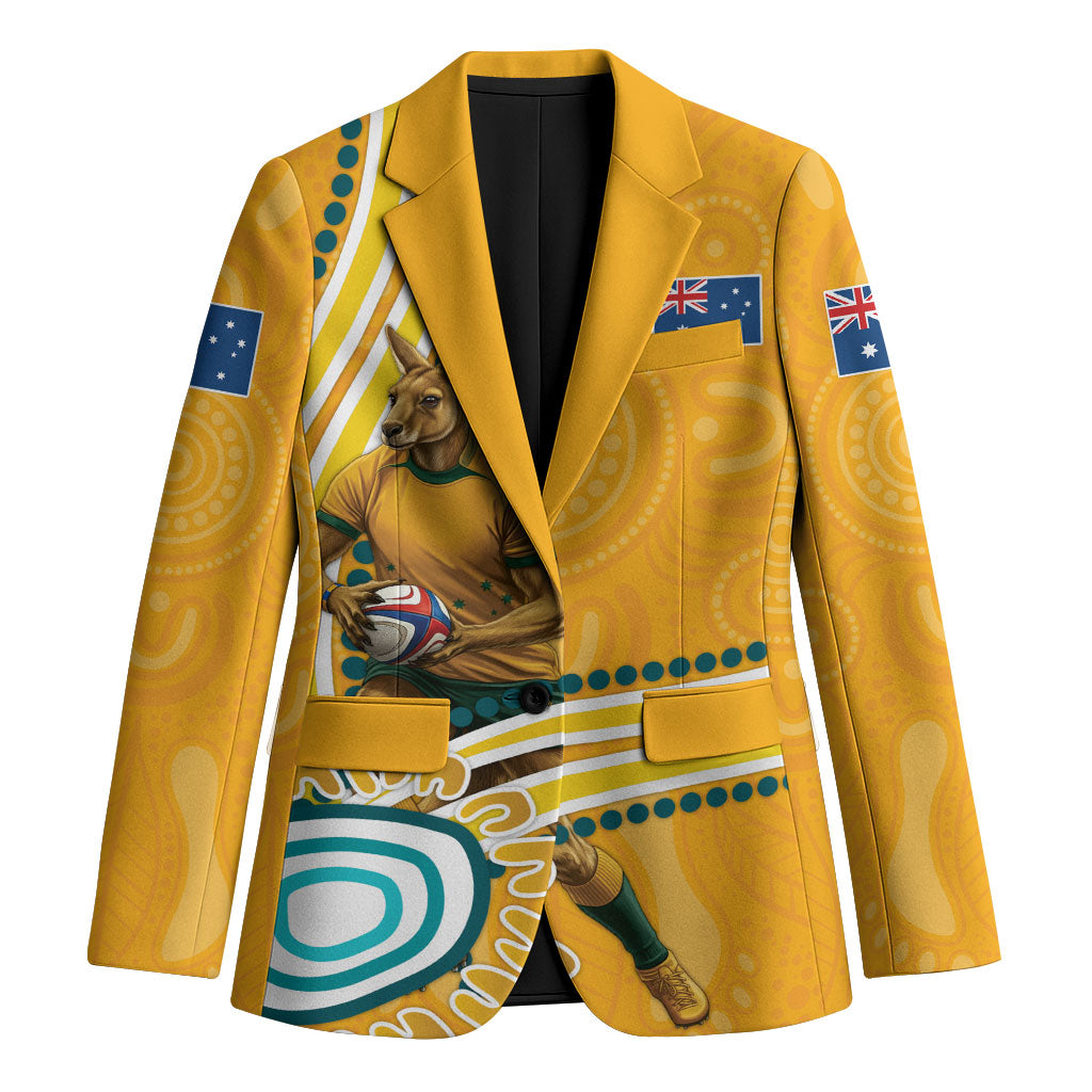 Personalised Australian Rugby Wallabies Blazer Aboriginal Art Kangaroo Player Design