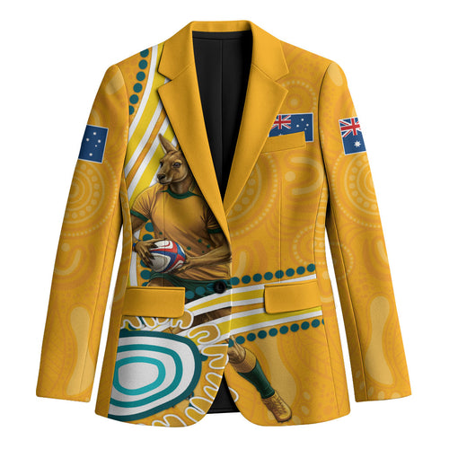 Personalised Australian Rugby Wallabies Blazer Aboriginal Art Kangaroo Player Design