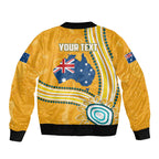 Personalised Australian Rugby Wallabies Bomber Jacket Aboriginal Art Kangaroo Player Design