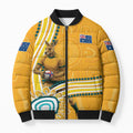 Personalised Australian Rugby Wallabies Bomber Puffer Jacket Aboriginal Art Kangaroo Player Design