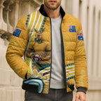 Personalised Australian Rugby Wallabies Bomber Puffer Jacket Aboriginal Art Kangaroo Player Design