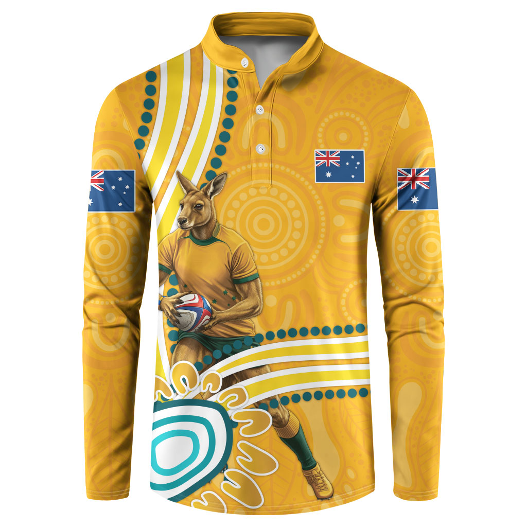 Personalised Australian Rugby Wallabies Button Sweatshirt Aboriginal Art Kangaroo Player Design