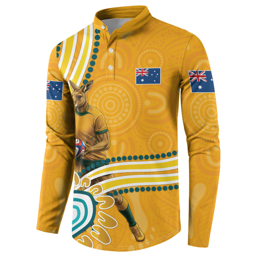 Personalised Australian Rugby Wallabies Button Sweatshirt Aboriginal Art Kangaroo Player Design