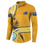 Personalised Australian Rugby Wallabies Button Sweatshirt Aboriginal Art Kangaroo Player Design