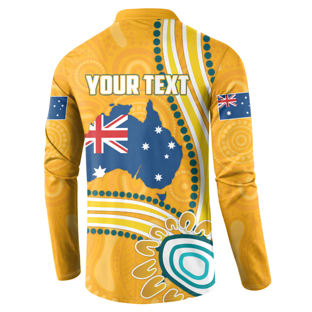 Personalised Australian Rugby Wallabies Button Sweatshirt Aboriginal Art Kangaroo Player Design